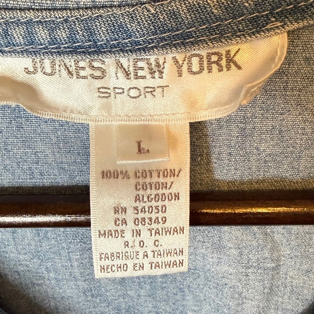 Vintage Jones New York Sport Denim Hooded Babydoll Dress Hoodie size Large - Picture 4 of 4